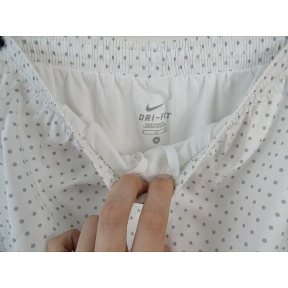 Nike Dri-Fit Medium White Grey Polka Dots Workout Shorts Exercise Lined Athletic - Picture 5 of 6